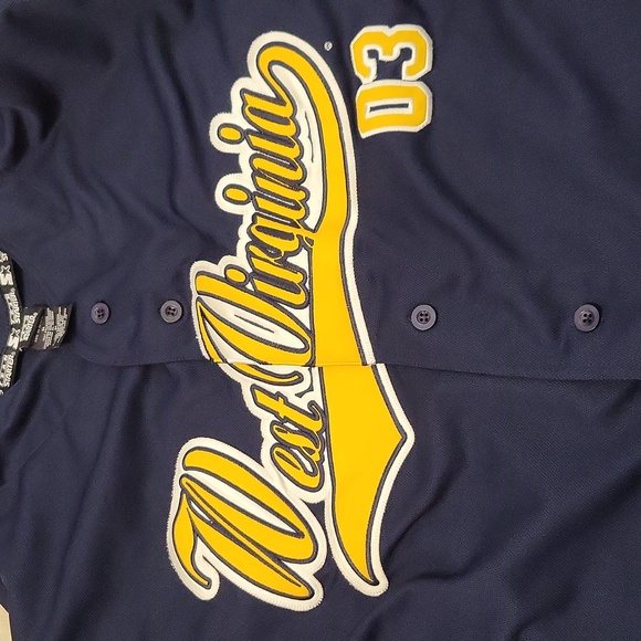 Men's Starter brand vintage wvu button up jersey, size medium - Picture 6 of 7